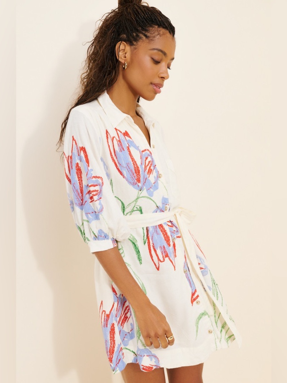 NWT Size XL - Maeve Mona Linen Blend Mini Shirtdress (NWT US$ 168)